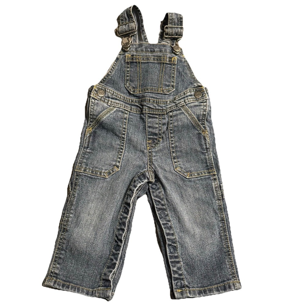 Arizona Baby Boy Overalls 9M Denim Carpenter Jean Bib Pants Adjustable Straps